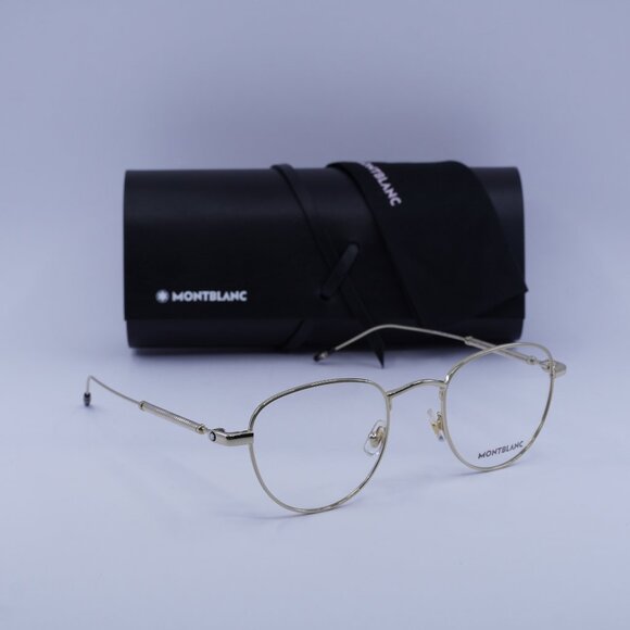 Montblanc MB0111O 002 Aviator Eyeglasses 49mm – Gold - Picture 1 of 10